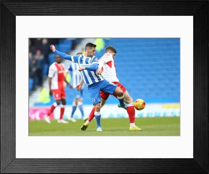 Framed Print : Brighton & Hove Albion's Sam Baldock Goes Head-to-Head with Birmingham City in Intense Championship Face-Off (21FEB15) Framed Print : Brighton & Hove Albion's Sam Baldock Goes Head-to-Head with Birmingham City in Intense Championship Face-Off (21FEB15)