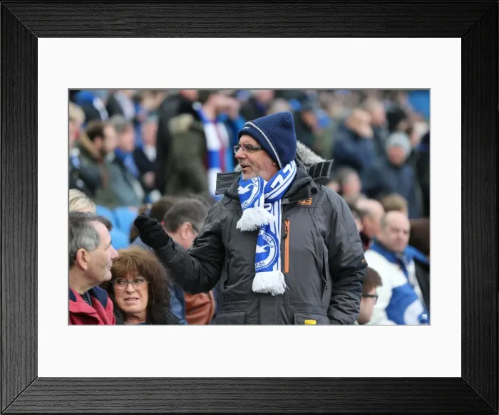 Framed Print : Passionate Fan Showdown: Brighton and Hove Albion vs Birmingham City at the American Express Community Stadium (21 February 2015) Framed Print : Passionate Fan Showdown: Brighton and Hove Albion vs Birmingham City at the American Express Community Stadium (21 February 2015)