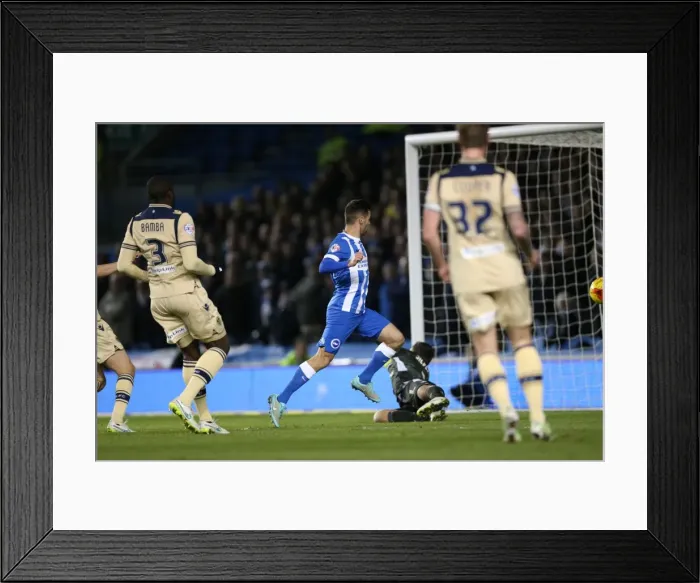 Framed Print : Brighton and Hove Albion's Sam Baldock Scores First Goal Against Leeds United in 2015 Championship Match Framed Print : Brighton and Hove Albion's Sam Baldock Scores First Goal Against Leeds United in 2015 Championship Match