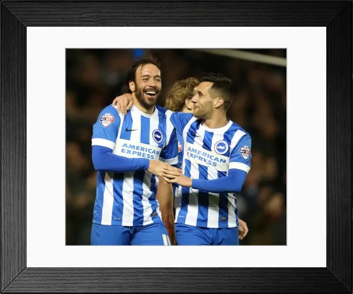 Framed Print : Inigo Calderon's Goal Seals 2-0 Lead for Brighton & Hove Albion Against Leeds United Framed Print : Inigo Calderon's Goal Seals 2-0 Lead for Brighton & Hove Albion Against Leeds United