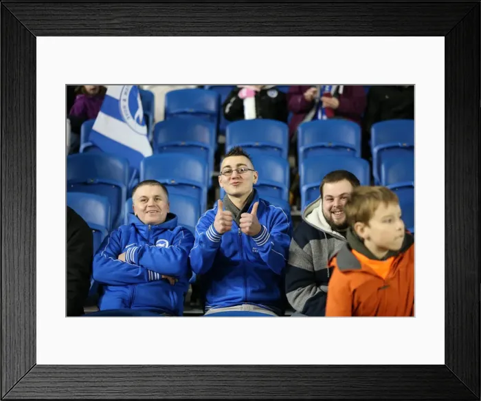 Framed Print : Passionate Moment: Brighton & Hove Albion Fans vs Leeds United (24FEB15) Framed Print : Passionate Moment: Brighton & Hove Albion Fans vs Leeds United (24FEB15)