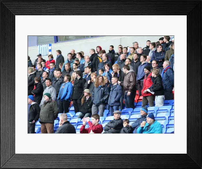 Framed Print : Brighton and Hove Albion Fans in Full Force: A Sea of Colors at the Bolton Wanderers Championship Match (28th February 2015)