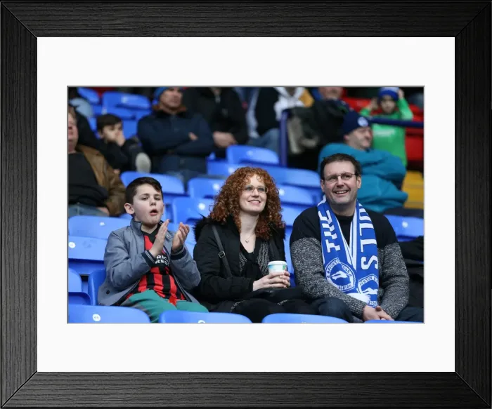 Framed Print : Brighton and Hove Albion Fans Passionate Showing at Bolton Wanderers Championship Clash, 28th February 2015