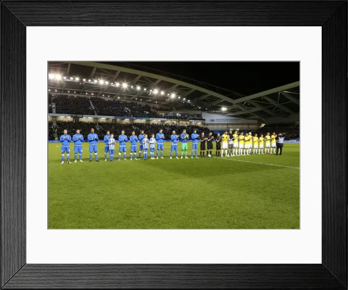 Framed Print : Brighton & Hove Albion vs. Derby County: United Team Line-Up and Pre-Match Applause - Sky Bet Championship (3rd March 2015)
