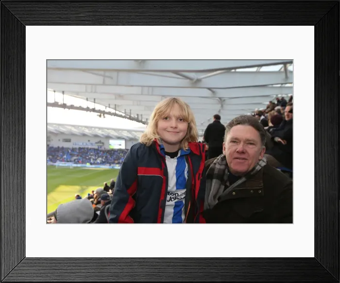 Framed Print : Sea of Colors: Brighton and Hove Albion Fans in Action against Wolverhampton Wanderers (14MAR15)