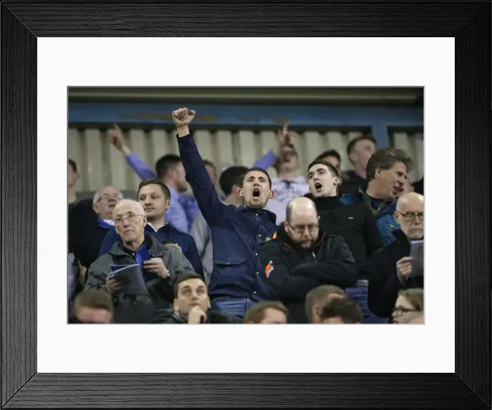 Framed Print : Brighton and Hove Albion Fans in Full Force at Millwall's New Den (17MAR15)