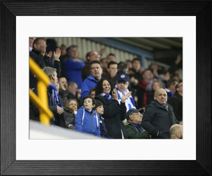 Framed Print : Brighton and Hove Albion Fans in Full Force at Millwall's New Den (17MAR15) Framed Print : Brighton and Hove Albion Fans in Full Force at Millwall's New Den (17MAR15)
