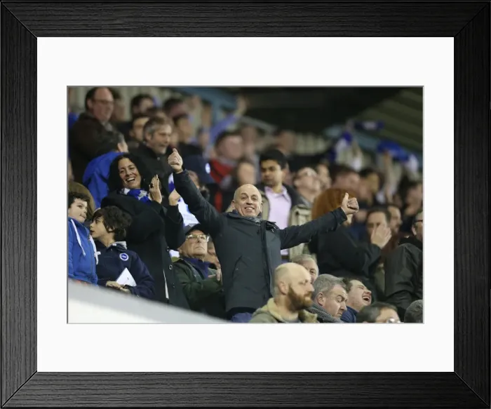 Framed Print : Brighton and Hove Albion Fans Passionate Showdown at Millwall's New Den (17MAR15) Framed Print : Brighton and Hove Albion Fans Passionate Showdown at Millwall's New Den (17MAR15)