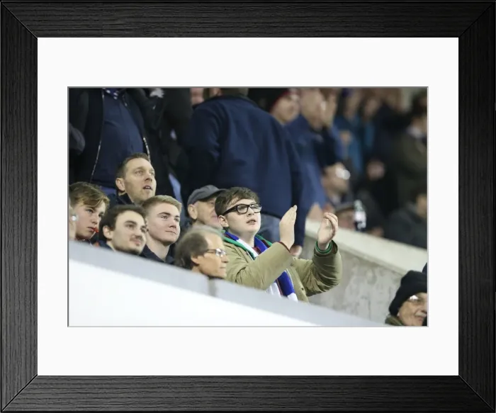 Framed Print : Brighton and Hove Albion Fans in Full Force at Millwall Championship Match, 17th March 2015 Framed Print : Brighton and Hove Albion Fans in Full Force at Millwall Championship Match, 17th March 2015