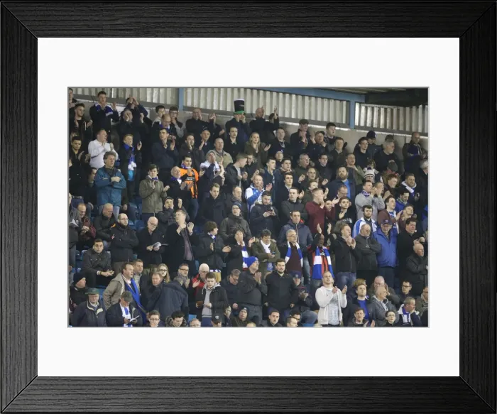 Framed Print : Brighton and Hove Albion Fans in Full Force at Millwall's New Den (17MAR15) Framed Print : Brighton and Hove Albion Fans in Full Force at Millwall's New Den (17MAR15)