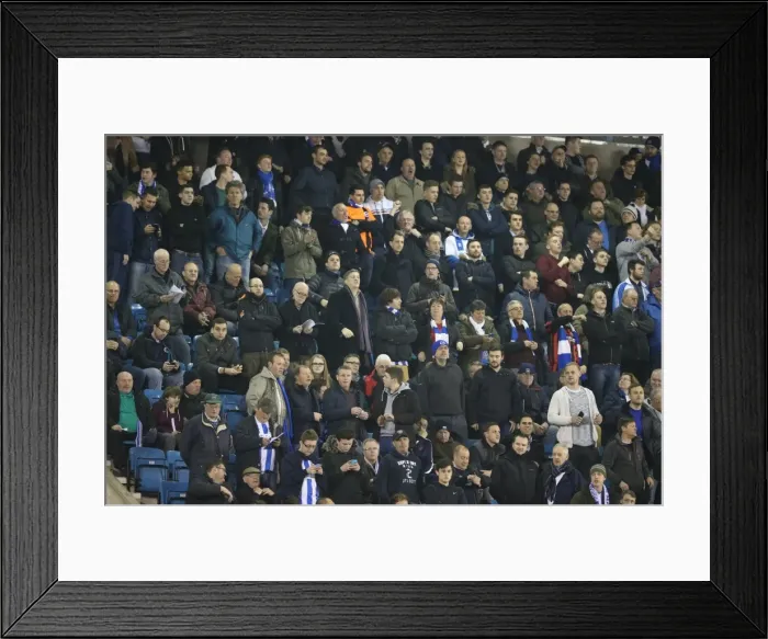 Framed Print : Brighton and Hove Albion Fans in Full Force at Millwall's New Den (17MAR15)