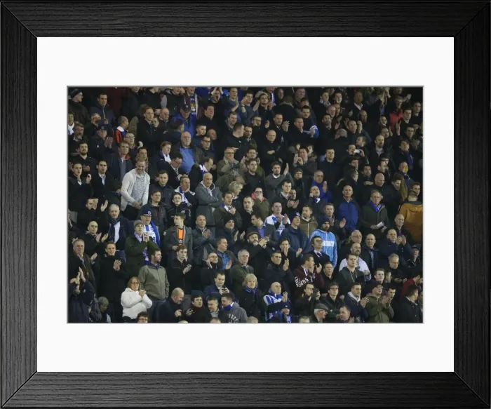 Framed Print : Brighton and Hove Albion Fans in Full Force at Millwall's New Den (17MAR15) Framed Print : Brighton and Hove Albion Fans in Full Force at Millwall's New Den (17MAR15)
