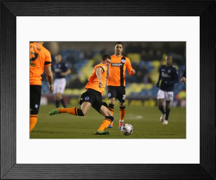 Framed Print : Gordon Greer Leads Brighton and Hove Albion in Championship Clash against Millwall (17MAR15) Framed Print : Gordon Greer Leads Brighton and Hove Albion in Championship Clash against Millwall (17MAR15)