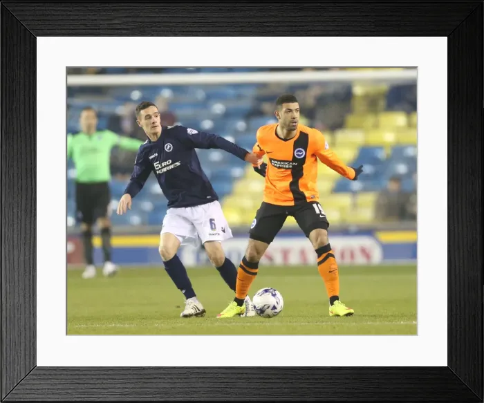 Framed Print : Leon Best in Action: Championship Showdown at The New Den - Millwall vs. Brighton & Hove Albion (17MAR15)