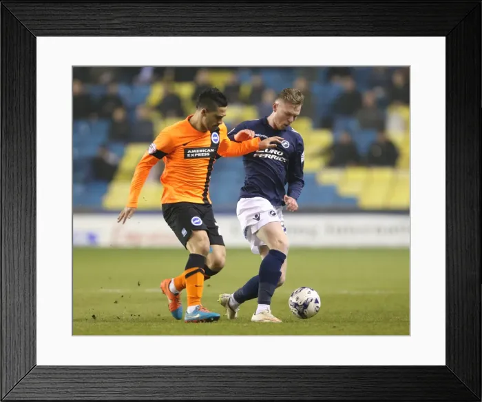 Framed Print : Brighton's Kayal Fights for Possession Against Millwall (Millwall 17MAR15)