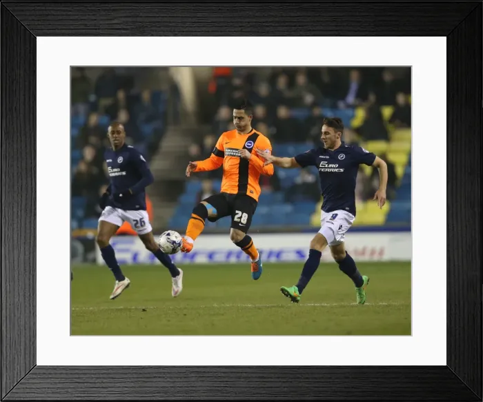 Framed Print : Brighton's Kayal Fights for Control in Intense Millwall vs. Brighton Clash (17MAR15)