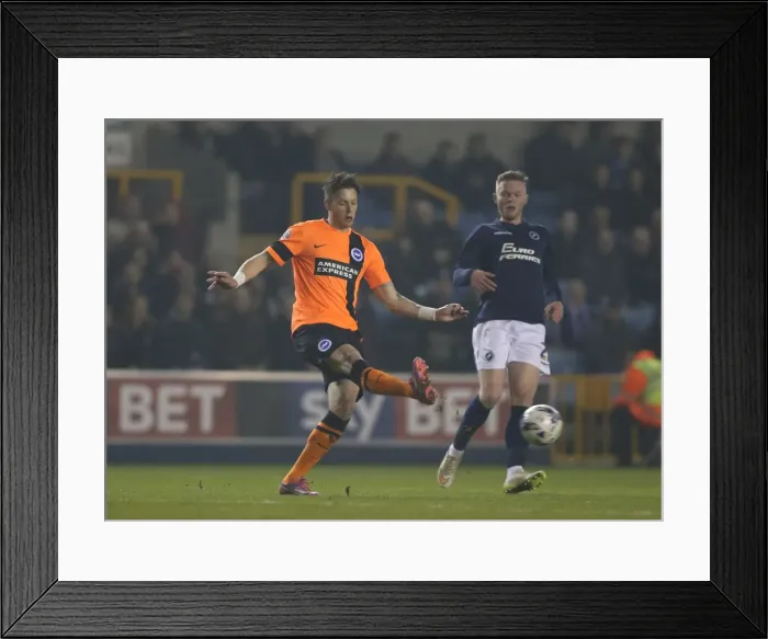 Framed Print : Greg Halford in Action: Championship Showdown at The New Den - Millwall vs. Brighton and Hove Albion (17MAR15)