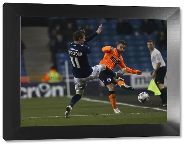 Joe Bennett in Action: Championship Showdown at The Den - Millwall vs. Brighton and Hove Albion (17MAR15)