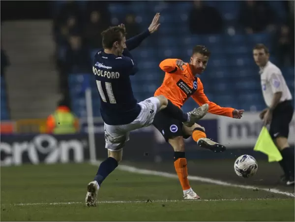 Joe Bennett in Action: Championship Showdown at The Den - Millwall vs. Brighton and Hove Albion (17MAR15)