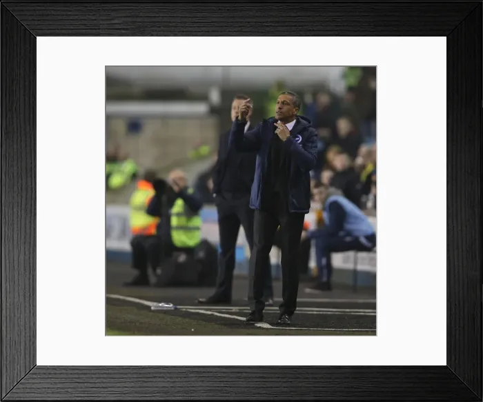 Framed Print : Chris Hughton Leads Brighton and Hove Albion in Championship Clash against Millwall (17MAR15) Framed Print : Chris Hughton Leads Brighton and Hove Albion in Championship Clash against Millwall (17MAR15)