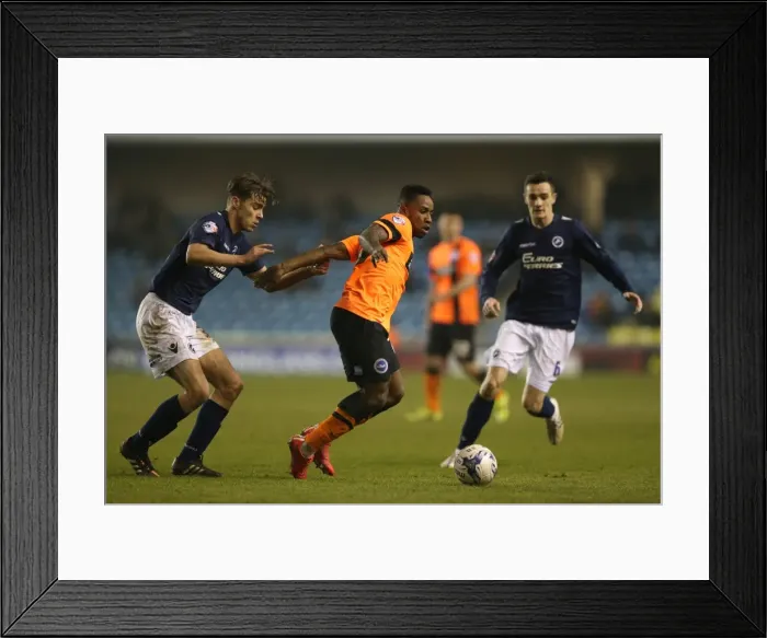 Framed Print : Kazenga LuaLua in Action: Brighton Midfielder Battles it Out in Championship Clash against Millwall (17MAR15) Framed Print : Kazenga LuaLua in Action: Brighton Midfielder Battles it Out in Championship Clash against Millwall (17MAR15)
