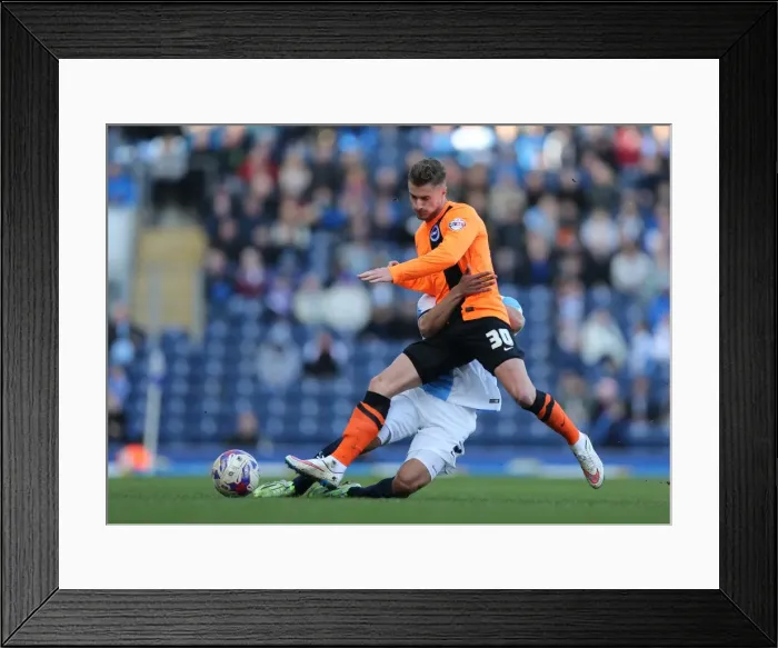 Framed Print : Joe Bennett in Action: Championship Showdown at Ewood Park - Brighton and Hove Albion vs. Blackburn Rovers (21MAR15)