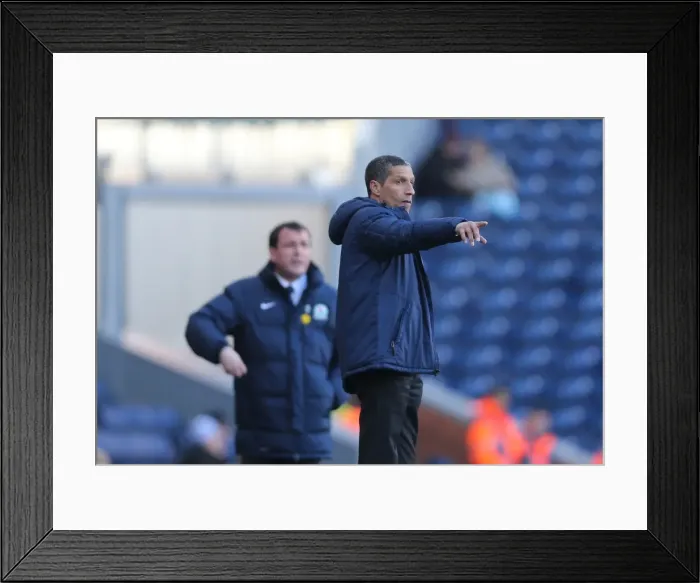 Framed Print : Chris Hughton Leads Brighton and Hove Albion at Ewood Park (Blackburn Rovers 21MAR15)