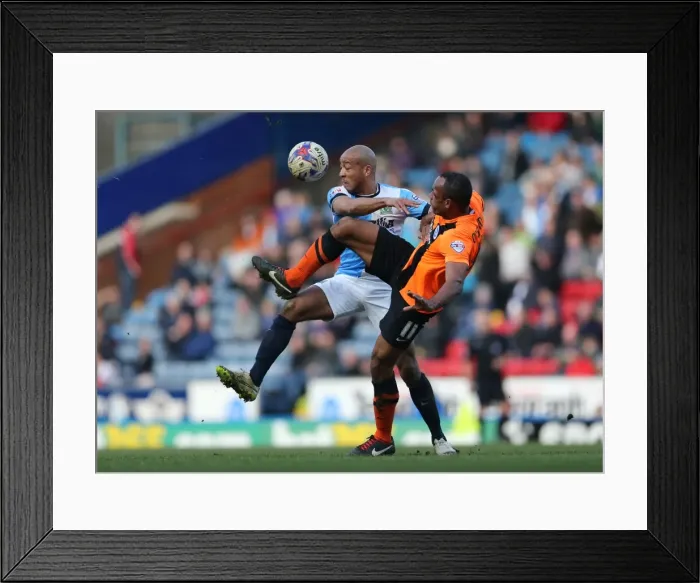 Framed Print : Intense Face-Off: Chris O'Grady vs. Alex Baptiste in the Championship Clash between Blackburn Rovers and Brighton & Hove Albion (21MAR15) Framed Print : Intense Face-Off: Chris O'Grady vs. Alex Baptiste in the Championship Clash between Blackburn Rovers and Brighton & Hove Albion (21MAR15)