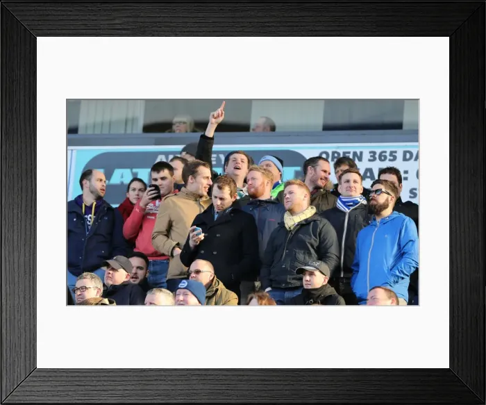 Framed Print : Brighton and Hove Albion Fans Passionate Support at Blackburn Rovers Championship Match (21MAR15)