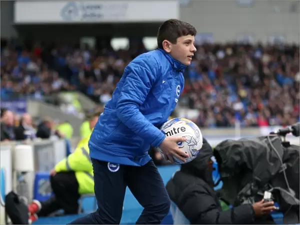 Brighton and Hove Albion Ballboy Focused Amidst the Action: Norwich City vs. Brighton and Hove Albion, Sky Bet Championship, 3rd April 2015