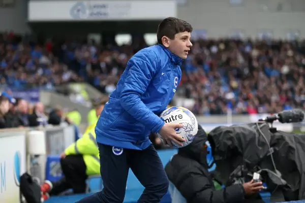 Brighton and Hove Albion Ballboy Focused Amidst the Action: Norwich City vs. Brighton and Hove Albion, Sky Bet Championship, 3rd April 2015