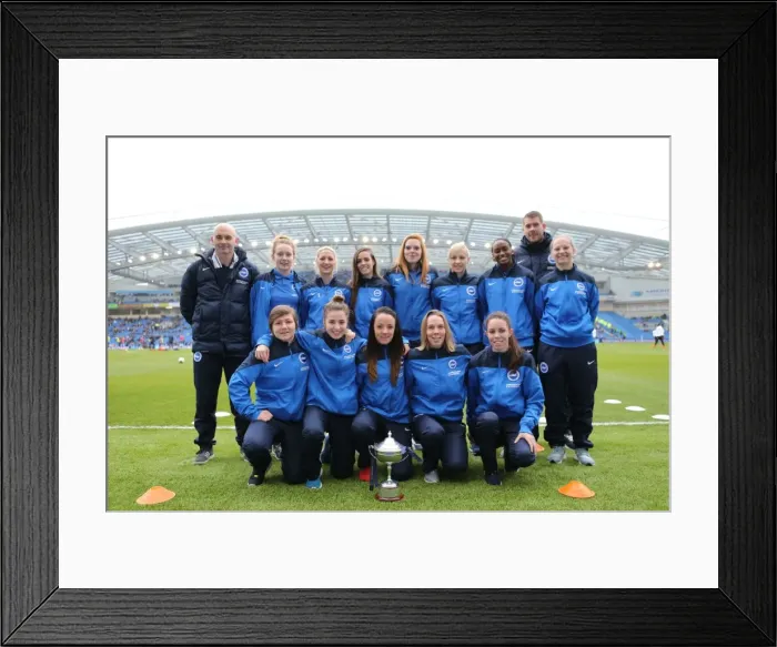 Framed Print : Brighton and Hove Albion Women vs Norwich City: Sky Bet Championship Clash at American Express Community Stadium (April 2015)