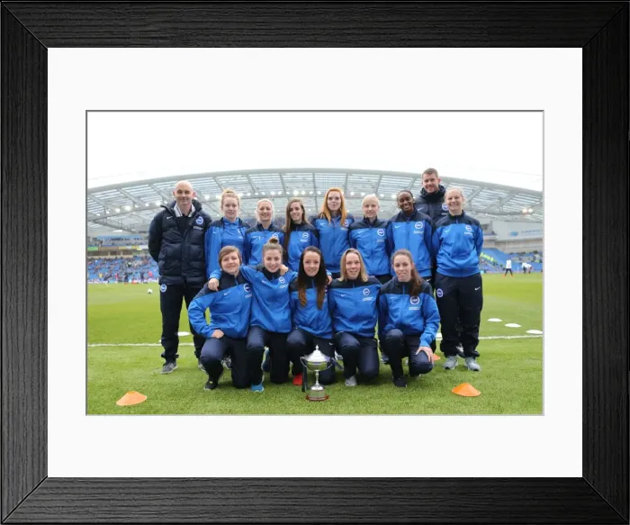 Framed Print : Brighton and Hove Albion Women vs Norwich City: Sky Bet Championship Showdown at American Express Community Stadium (April 2015)