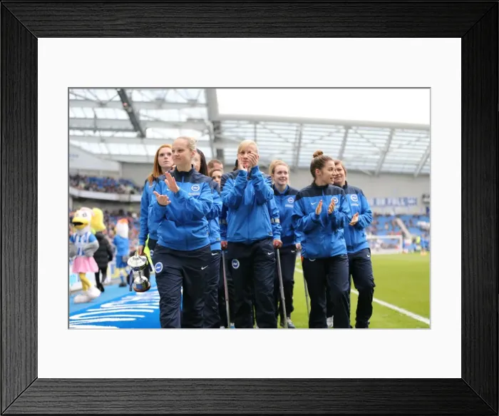 Framed Print : Brighton and Hove Albion Women's Team Triumphs: Championship Win Celebration Lap