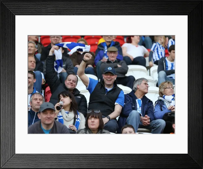Framed Print : Brighton and Hove Albion Fans in Full Force: Rotherham United vs. Brighton and Hove Albion, April 2015 Framed Print : Brighton and Hove Albion Fans in Full Force: Rotherham United vs. Brighton and Hove Albion, April 2015