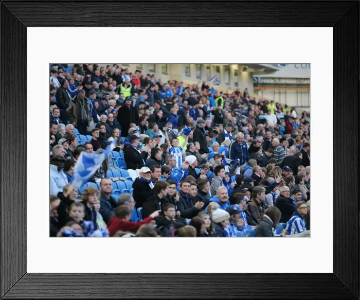 Framed Print : Brighton and Hove Albion Fans in Full Throat: Sky Bet Championship Showdown vs. AFC Bournemouth (10APR15)