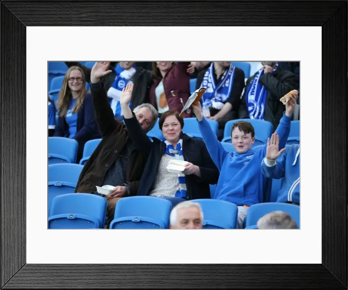 Framed Print : Brighton & Hove Albion Fans in Full Throat at the American Express Community Stadium vs AFC Bournemouth (10APR15) Framed Print : Brighton & Hove Albion Fans in Full Throat at the American Express Community Stadium vs AFC Bournemouth (10APR15)