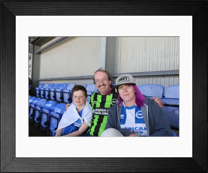 Framed Print : Brighton and Hove Albion Fans in Action at Wigan Athletic Championship Match (18APR15) Framed Print : Brighton and Hove Albion Fans in Action at Wigan Athletic Championship Match (18APR15)