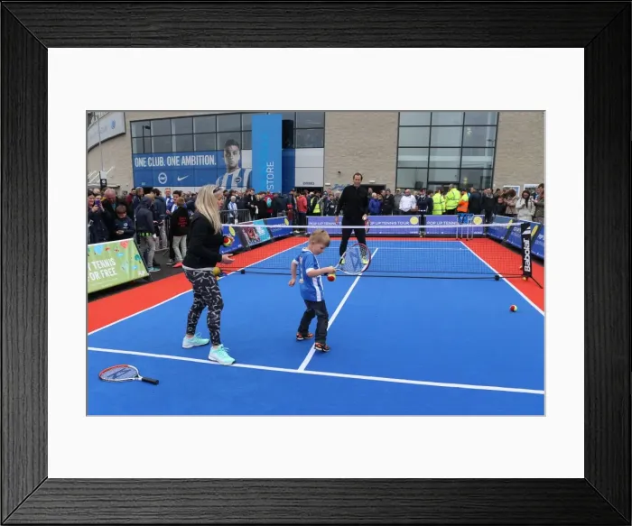 Framed Print : Greg Rusedski's Unusual Appearance: Brighton & Hove Albion vs. Watford at the American Express Community Stadium Framed Print : Greg Rusedski's Unusual Appearance: Brighton & Hove Albion vs. Watford at the American Express Community Stadium