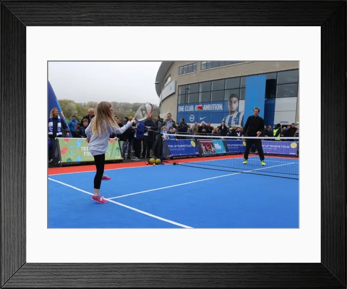 Framed Print : Unlikely Tennis Interlude: Greg Rusedski Joins Brighton & Hove Albion vs. Watford Championship Match (25APR15) Framed Print : Unlikely Tennis Interlude: Greg Rusedski Joins Brighton & Hove Albion vs. Watford Championship Match (25APR15)