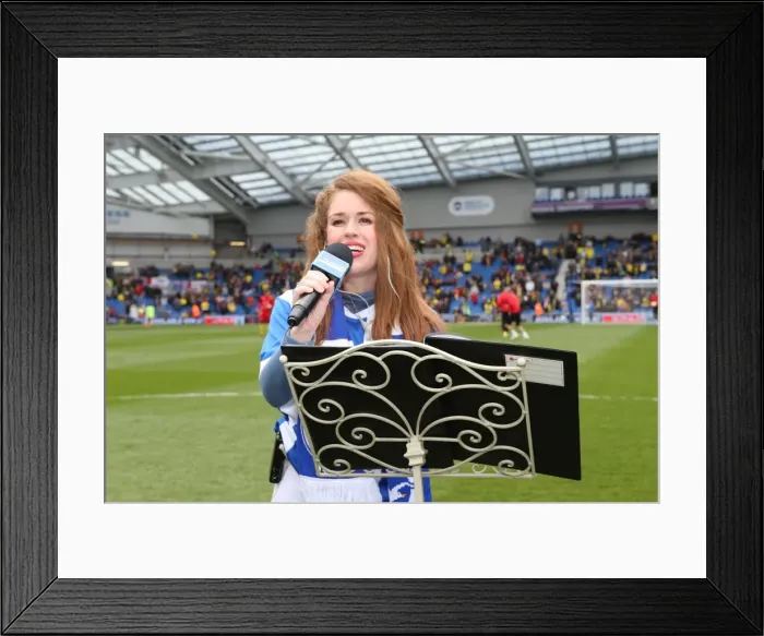 Framed Print : Opera Singer's Performance Amidst the Intensity: Brighton and Hove Albion vs. Watford, Sky Bet Championship 2015 Framed Print : Opera Singer's Performance Amidst the Intensity: Brighton and Hove Albion vs. Watford, Sky Bet Championship 2015