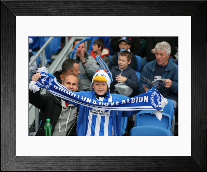 Framed Print : Passionate Clash: Brighton & Hove Albion vs. Watford Fans at the American Express Community Stadium (25APR15) Framed Print : Passionate Clash: Brighton & Hove Albion vs. Watford Fans at the American Express Community Stadium (25APR15)