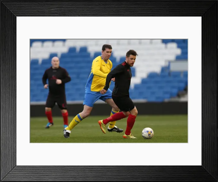 Framed Print : Brighton & Hove Albion: Play on the Pitch at the American Express Community Stadium (04-04-2015)