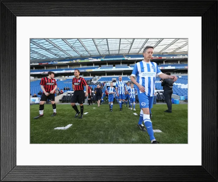 Framed Print : Brighton & Hove Albion: Play on the Pitch - A Historic Moment at the American Express Community Stadium (30 April 2015)