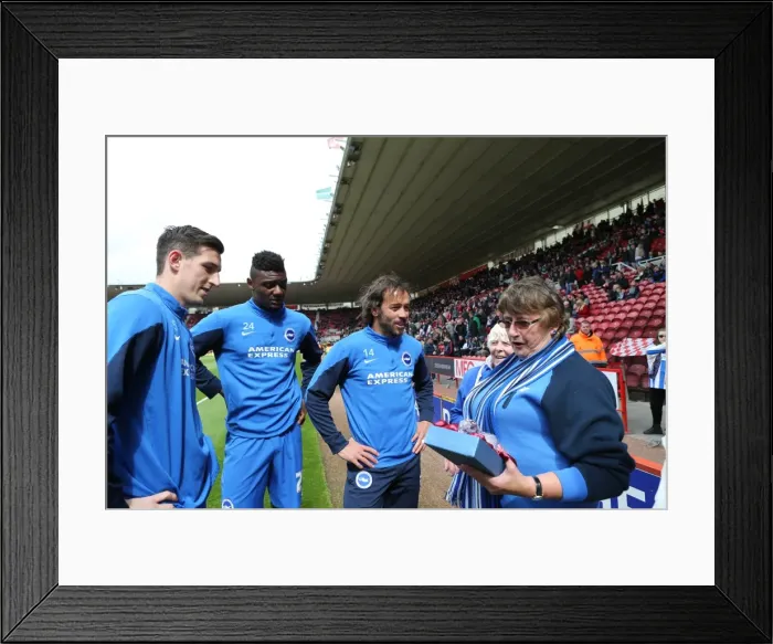 Framed Print : Brighton and Hove Albion Fans Celebrate Player of the Season Awards at Middlesbrough's Riverside Stadium (02MAY15)