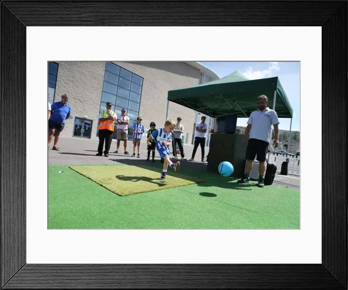 Framed Print : Young Seagulls Open Training Session: Speed and Shoot-Out Challenge at Brighton & Hove Albion FC (31st July 2015)