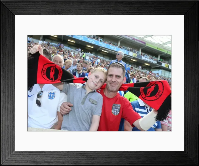 Framed Print : Brighton and Hove Albion Fans Celebrate at Pre-season Friendly against Sevilla FC, 2015 Framed Print : Brighton and Hove Albion Fans Celebrate at Pre-season Friendly against Sevilla FC, 2015