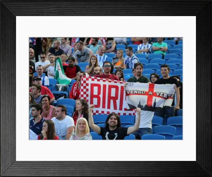 Framed Print : Sevilla FC Fans in Action during Brighton and Hove Albion vs Sevilla FC Pre-season Friendly (02.08.2015) Framed Print : Sevilla FC Fans in Action during Brighton and Hove Albion vs Sevilla FC Pre-season Friendly (02.08.2015)