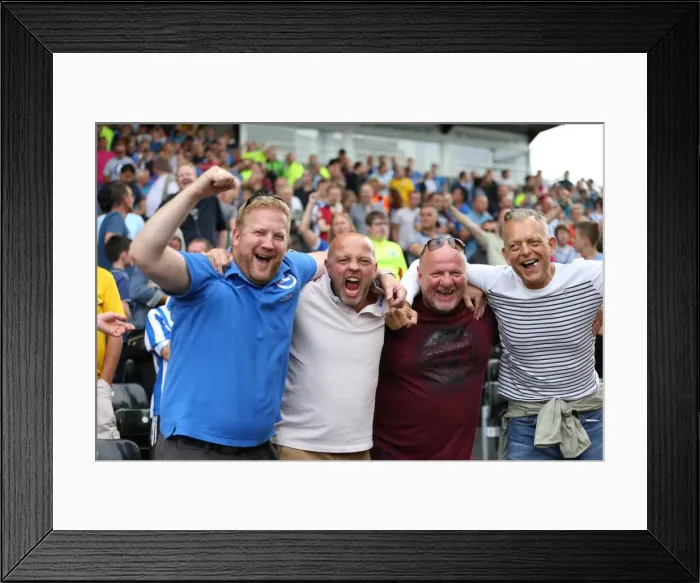 Framed Print : Brighton and Hove Albion's Thrilling Championship Win at Craven Cottage: Fans Celebrate in Jubilant Mood (15 / 08 / 2015) Framed Print : Brighton and Hove Albion's Thrilling Championship Win at Craven Cottage: Fans Celebrate in Jubilant Mood (15 / 08 / 2015)