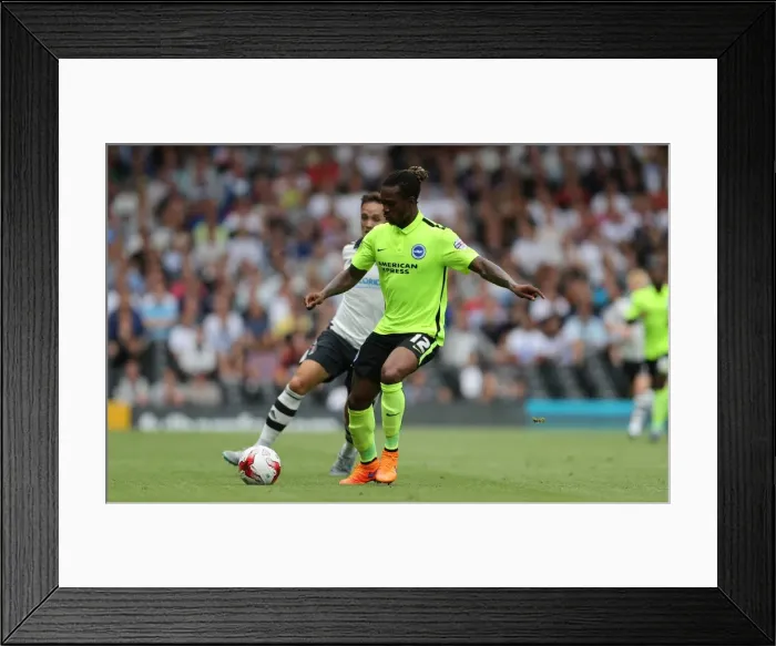 Framed Print : Gaetan Bong in Action: Fulham vs. Brighton and Hove Albion, Sky Bet Championship 2015 - Brighton Defender Faces Off Against Fulham